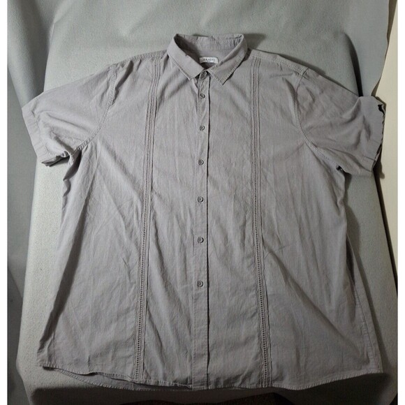 Jekaoyi Shirt Men's Shirt 3XL XXXL Gray Linen Blend Short Sleeve Button Up - Picture 1 of 6